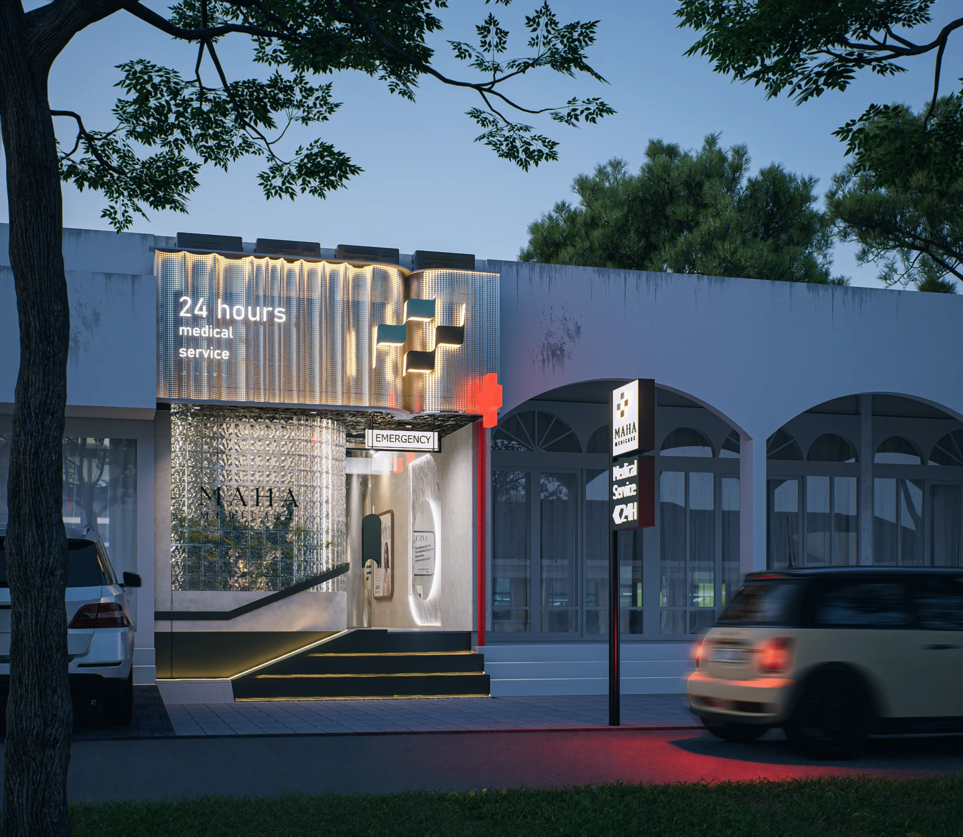 24-hour emergency medical entrance at night